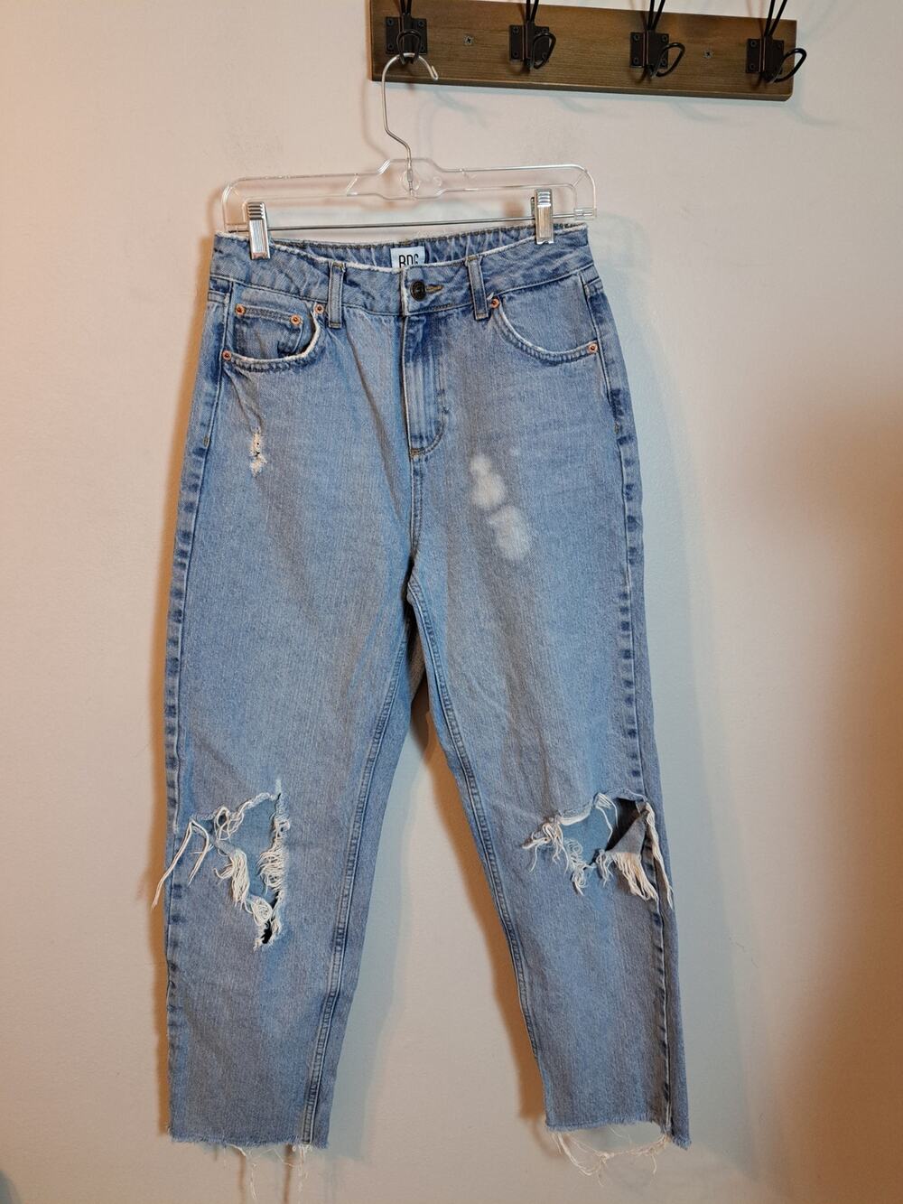 BDG Pax Jeans Light Wash Distressed Women's Raw Cut Sz W29